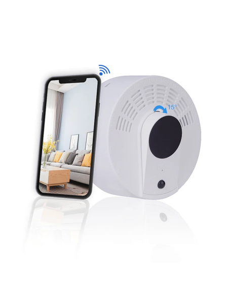 Caméra WiFi Full HD Détecteur de fumée Vision nocturne 12 mois